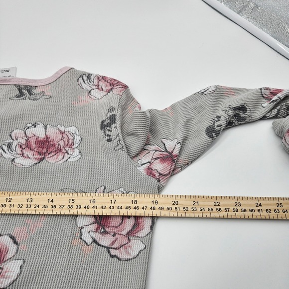 Disney Mickey Mouse Floral Print Sleepshirt Nightgown Women's Size M Gray Pink - Picture 4 of 6